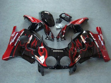 1990-1998 Honda CBR250RR MC22 Motorcycle Fairings - Glossy Black Red Flame Canada Websites