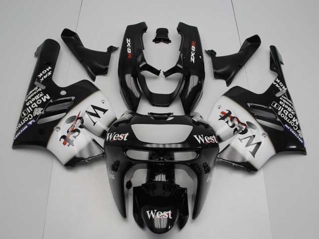 1994-1997 Kawasaki ZX9R Motorcycle Fairings - Glossy Black White West Canada Websites