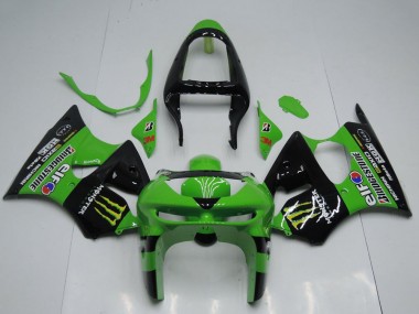 1998-1999 Kawasaki ZX6R Motorcycle Fairings - Green Glossy Black Yellow Elf Bridgestone Monster Canada Websites