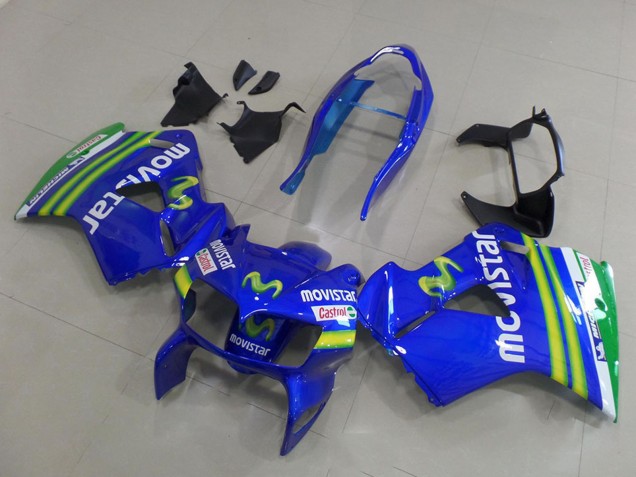 1998-2001 Honda VFR 800 Motorcycle Fairings - Blue Green White MoviStar Canada Websites