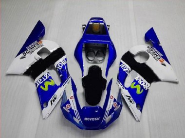 1998-2002 Yamaha YZF R6 Motorcycle Fairings - White Blue Black MoviStar ENEOS Yamalube Canada Websites