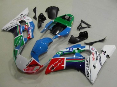 1998-2002 Yamaha YZF R6 Motorcycle Fairings - White Blue Green Red Fiat Motul Michelin Dunlop Canada Websites