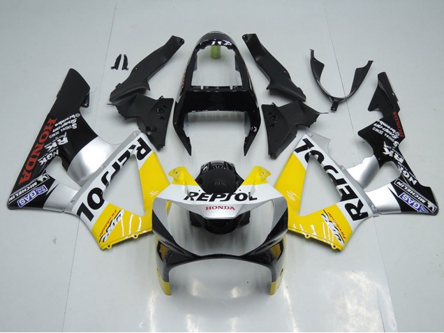 2000-2001 Honda CBR900RR 929 Motorcycle Fairing - Yellow Silver Glossy Black Repsol Canada Websites