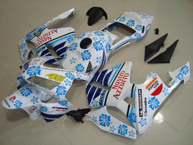 2003-2004 Honda CBR600RR Motorcycle Fairings - White Blue Red Nastro Azzurro Canada Websites