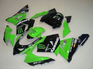 2004-2005 Kawasaki ZX10R Motorcycle Fairings - Green Black Monster Elf Canada Websites