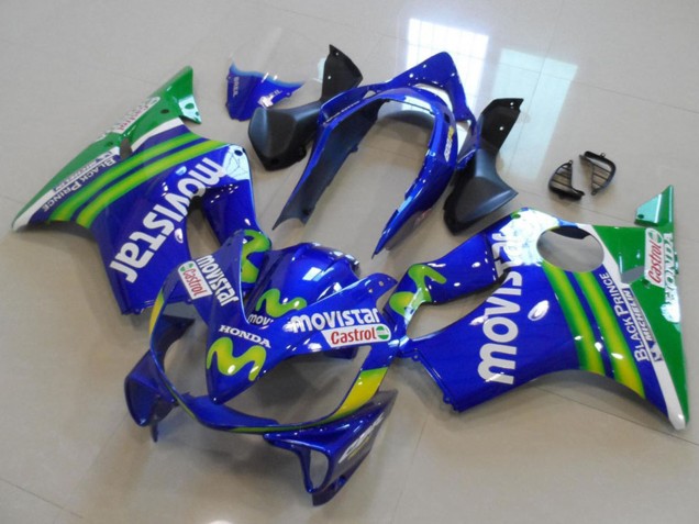 2004-2007 Honda CBR600 F4i Motorcycle Fairings - Blue Green MoviStar Castrol Canada Websites