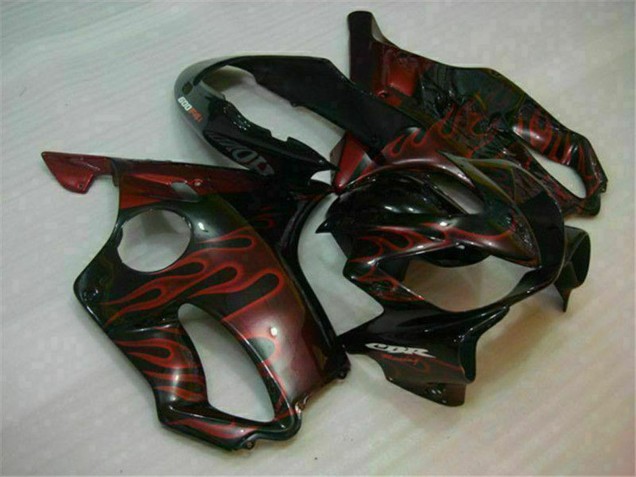 2004-2007 Honda CBR600 F4i Motorcycle Fairings - Glossy Black Red Flame Canada Websites