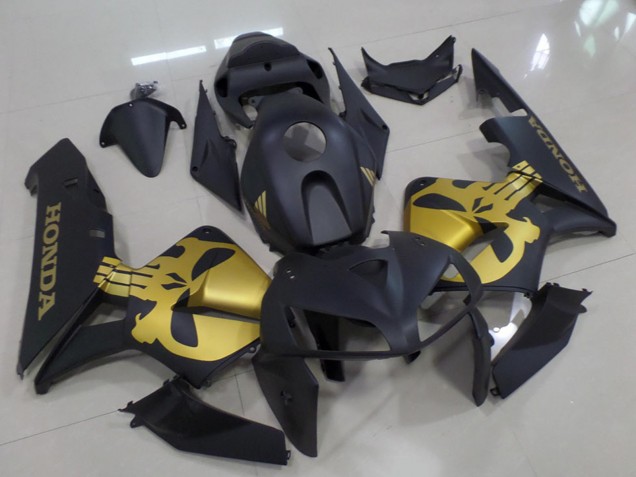 2005-2006 Honda CBR600RR Motorcycle Fairings - Matte Black with Gold Skull Canada Websites