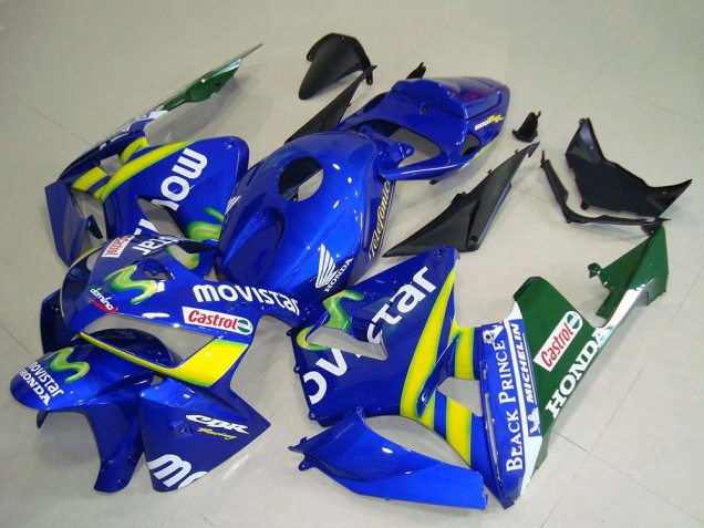 2005-2006 Honda CBR600RR Motorcycle Fairings - Blue Yellow Green White MoviStar Red Castrol Canada Websites