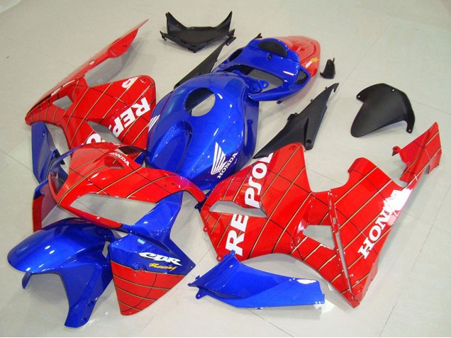 2005-2006 Honda CBR600RR Motorcycle Fairings - Blue Red Spider Man Repsol Canada Websites