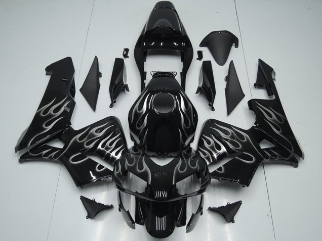 2005-2006 Honda CBR600RR Motorcycle Fairings - Glossy Black Silver Flame Canada Websites