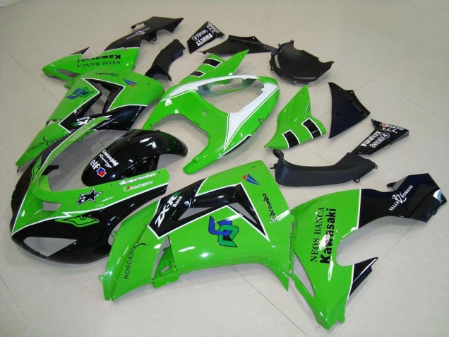 2006-2007 Kawasaki ZX10R Motorcycle Fairings - Green White Glossy Black Canada Websites