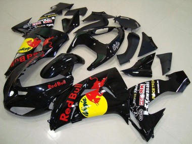 2006-2007 Kawasaki ZX10R Motorcycle Fairings - Glossy Black Yellow Red Bull Canada Websites