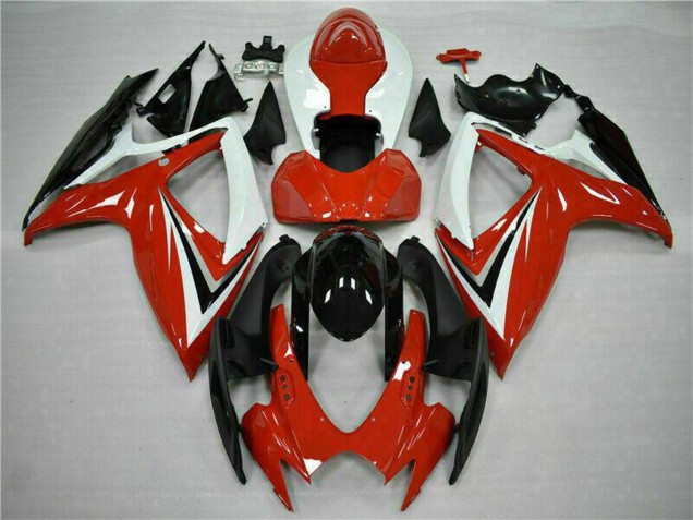 2006-2007 Suzuki GSXR 600/750 Motorcycle Fairings - White Red Glossy Black Stripe Canada Websites
