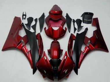 2006-2007 Yamaha YZF R6 Motorcycle Fairing Kits - Red Matte Black Canada Websites