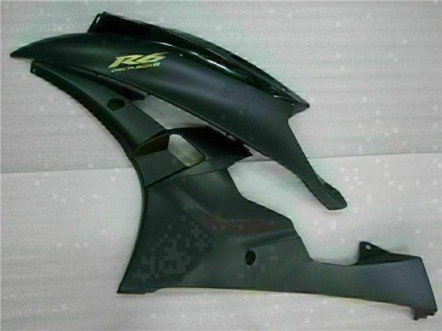 2006-2007 Yamaha YZF R6 Motorcycle Fairings - Glossy Black Matte Black Gold Decals Canada Websites