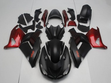 2006-2011 Kawasaki ZX14R ZZR1400 Motorcycle Fairings - Matte Black Red Ninja Canada Websites