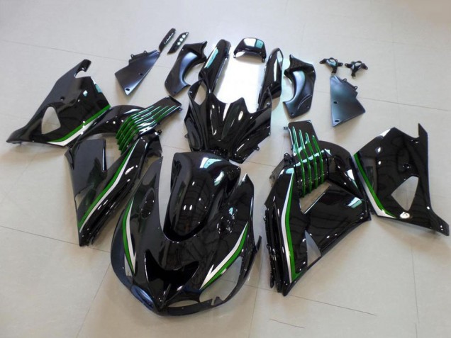 2006-2011 Kawasaki ZX14R ZZR1400 Motorcycle Fairings - Glossy Black Green Line Canada Websites