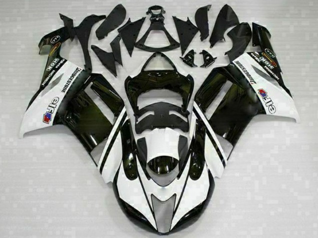 2007-2008 Kawasaki ZX6R Motorcycle Fairings - Black White Canada Websites