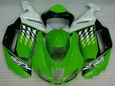2007-2008 Kawasaki ZX6R Motorcycle Fairings - Green White Ninja Canada Websites