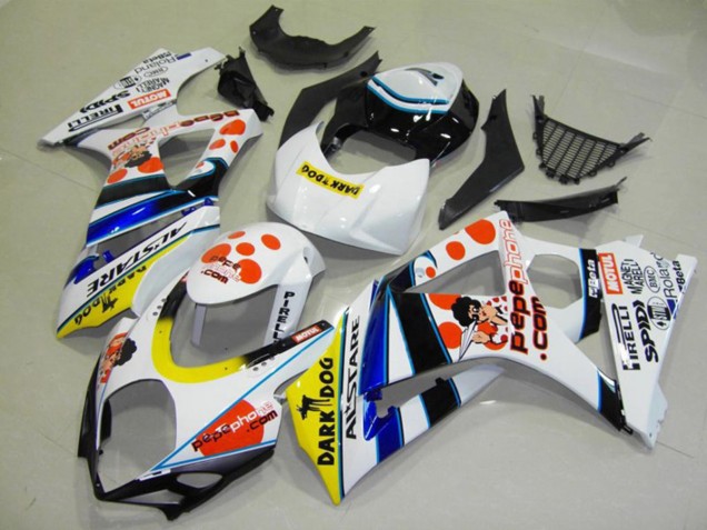2007-2008 Suzuki GSXR 1000 Motorcycle Fairings - White Red Yellow Blue Black Pepe Phone Canada Websites