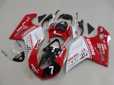 2007-2014 Ducati 848 1098 1198 Motorcycle Fairings - White Red Glossy Black Banner 7 Canada Websites