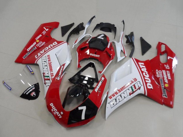 2007-2014 Ducati 848 1098 1198 Motorcycle Fairings - White Red Glossy Black Banner 7 Canada Websites