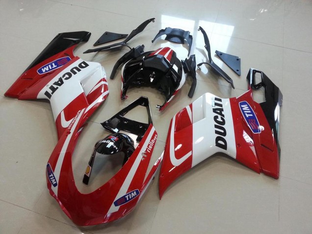 2007-2014 Ducati 848 1098 1198 Motorcycle Fairings - White Red Glossy Black Tim Canada Websites