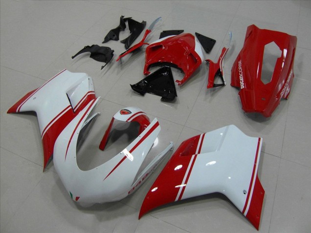 2007-2014 Ducati 848 Motorcycle Fairings - White Red Racing Version Canada Websites