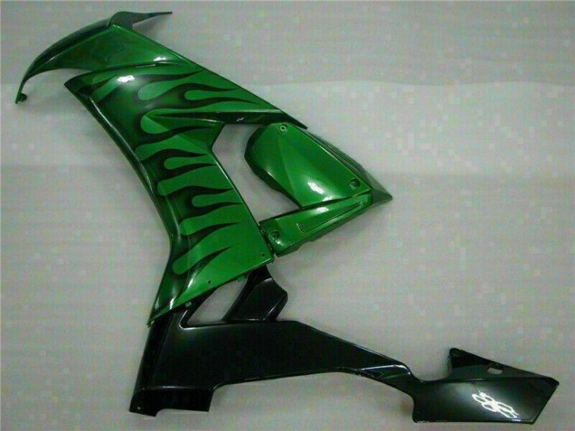 2008-2010 Kawasaki ZX10R Motorcycle Fairings - Glossy Black Green Flame Canada Websites