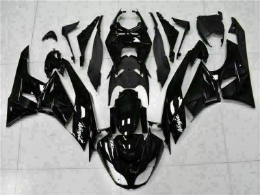 2009-2012 Kawasaki ZX6R Motorcycle Fairings - Glossy Black White Ninja Canada Websites