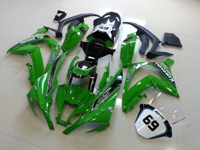 2011-2015 Kawasaki ZX10R Motorcycle Fairings - Green Glossy Black Elf Henleys Vent-Axia 69 Canada Websites