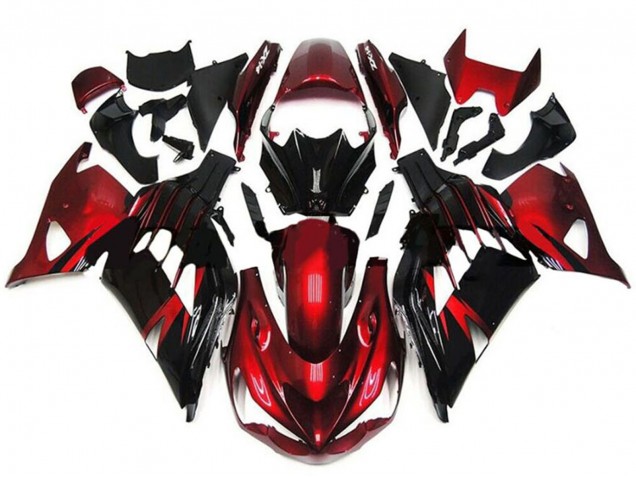 2012-2024 Kawasaki ZX14R ZZR1400 Motorcycle Fairings - Red Glossy Black Canada Websites