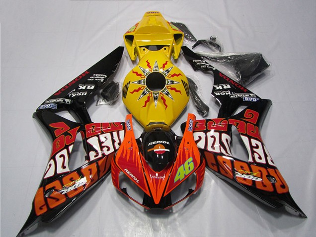 2004-2005 Honda CBR1000RR Motorcycle Fairing - Yellow Orange Glossy Black Repsol Rossi 46 Canada Websites