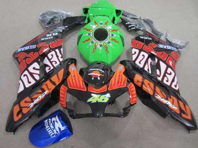 2004-2005 Honda CBR1000RR Motorcycle Fairings - Orange Green Rossi Glossy Black Repsol Rossi 46 Canada Websites