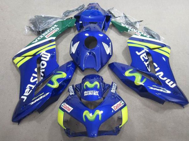2004-2005 Honda CBR1000RR Motorcycle Fairings - Blue Green Yellow MoviStar Castrol Canada Websites