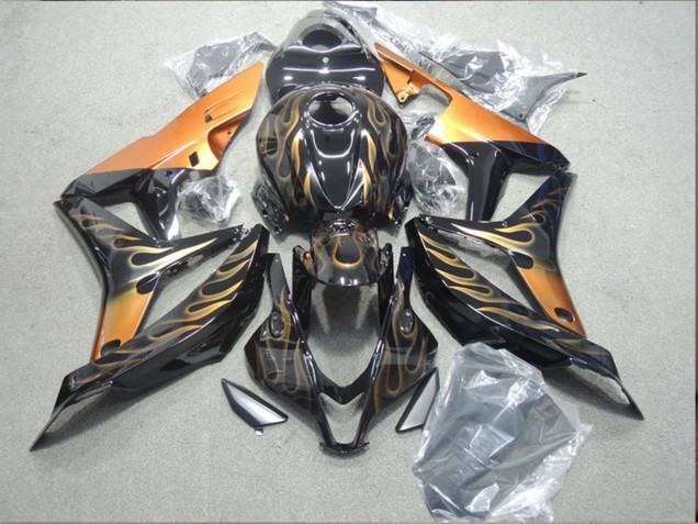 2004-2005 Honda CBR1000RR Motorcycle Fairings - Glossy Black Gold Flame Canada Websites