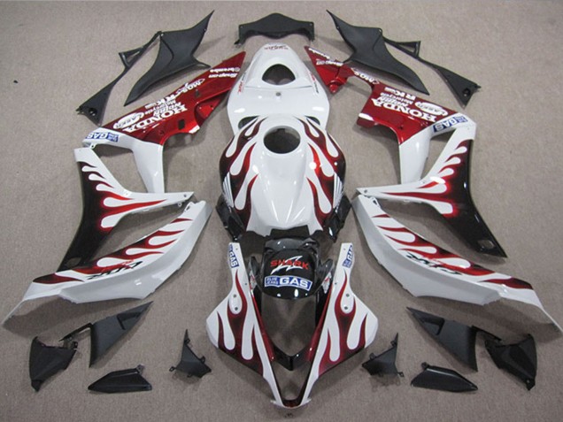 2004-2005 Honda CBR1000RR Motorcycle Fairings - White Red Glossy Black Flame SHARK Canada Websites