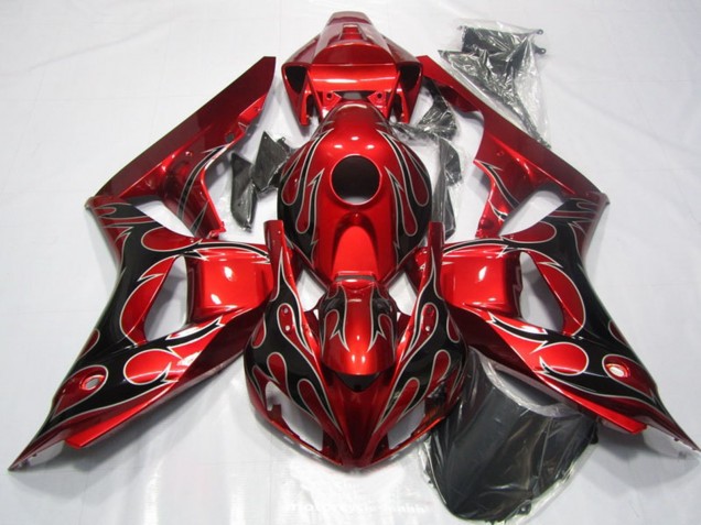 2006-2007 Honda CBR1000RR Motorcycle Fairing - Red Glossy Black Flame Canada Websites