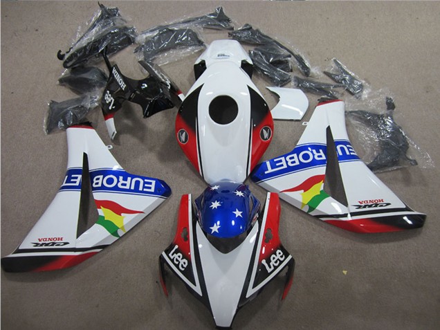 2008-2011 Honda CBR1000RR Motorcycle Fairings - White Red Blue Star Carrera EuroBet Lee Canada Websites