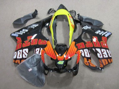 2004-2007 Honda CBR600 F4i Motorcycle Fairings - Yellow Orange Glossy Black Rossi 46 Canada Websites