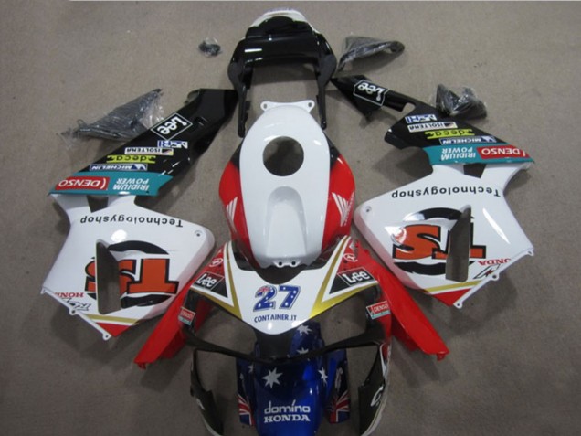 2005-2006 Honda CBR600RR Motorcycle Fairings - White Red Blue Glossy Black Star Lee 27 Canada Websites
