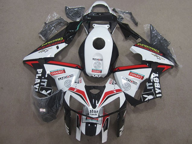 2005-2006 Honda CBR600RR Motorcycle Fairings - White Red Black Star Lock Playboy Canada Websites