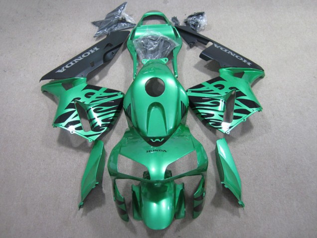 2007-2008 Honda CBR600RR Motorcycle Fairings - Green Glossy Black Flame Canada Websites