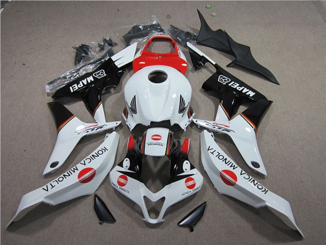 2007-2008 Honda CBR600RR Motorcycle Fairings - White Red Glossy Black Konica Minolta MAPEI Canada Websites