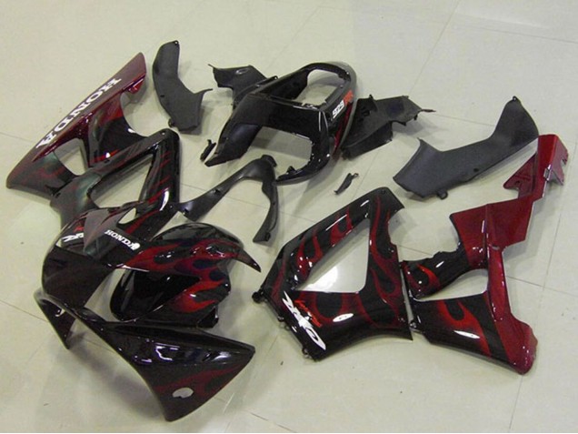 2000-2001 Honda CBR900RR 929 Motorcycle Fairings - Glossy Black Red Flame Canada Websites