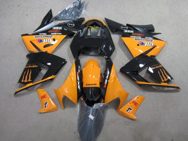 2004-2005 Kawasaki ZX10R Motorcycle Fairings - Orange Glossy Black 3M Monster Canada Websites