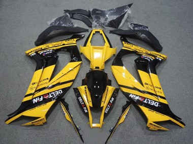 2011-2015 Kawasaki ZX10R Motorcycle Fairings - Yellow Glossy Black Delt Fin Canada Websites