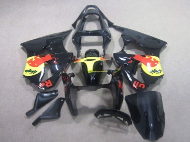 2000-2002 Kawasaki ZX6R Motorcycle Fairing - Glossy Black Yellow Red Bull Canada Websites