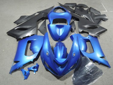 2005-2006 Kawasaki ZX6R Motorcycle Fairing Kits - Blue Matte Black Canada Websites